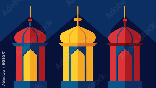 Colorful mosque minarets vector illustration
