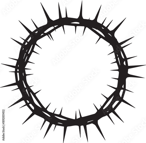 Crown of thorns silhouette vector illustration line art, suffering and sacrifice symbol