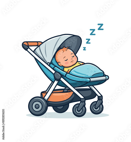 colored flat icon vector illustration isolated on white background isolated on white background baby stroller with reclined and tiny letters outdoor nap flat on white background clean shapes
