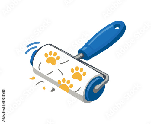 colored flat icon vector illustration isolated on white background pet hair roller with sticky sheets quick cleanup
