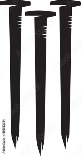 Three nails of crucifixion vector silhouette illustration line art symbols for good friday