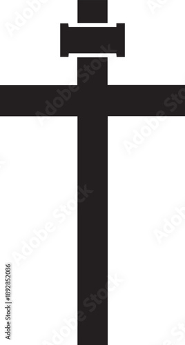 Orthodox cross symbol vector silhouette illustration isolated on transparent background art
