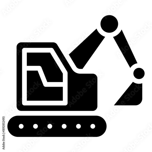 Excavator  suitable for engineering, architecture, renovation, industrial work, safety, planning, and development concepts. icon glyph in vector illustration
