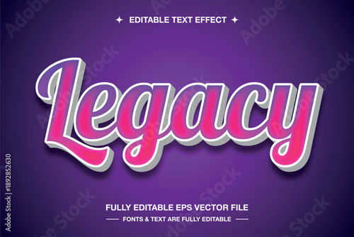 Legacy Editable Text Effect – Bold 3D Retro Typography Style with Gradient Glow
