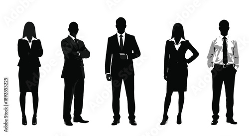 Business professionals in silhouette with formal attire