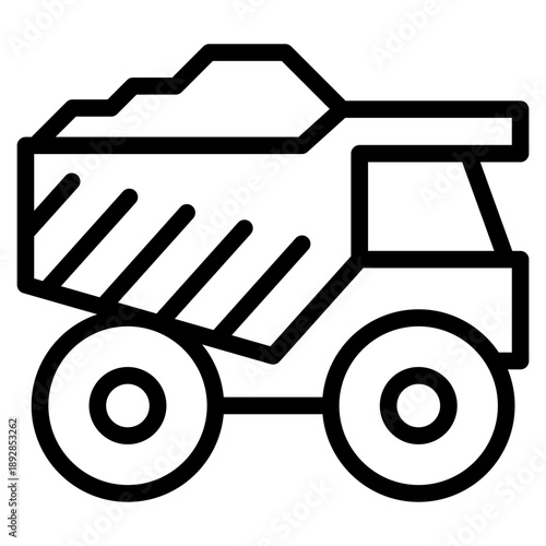 Dump truck suitable for engineering, architecture, renovation, industrial work, safety, planning, and development concepts. icon in vector illustration