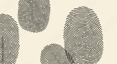 Close up of multiple black fingerprints on a light background.