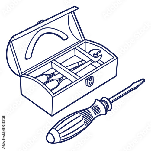 Open toolbox with screwdriver