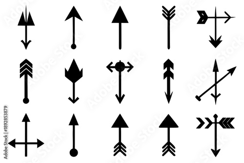 set of arrow,arrow sign,pointing arrow icon black silhouette vector