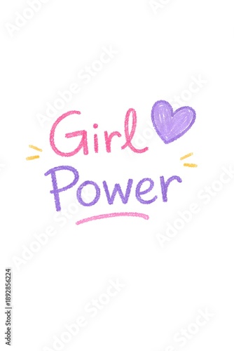 Wallpaper Mural A colorful message shows the phrase girl power with a heart symbol. The letters use bright colors and a playful style, promoting a positive theme of empowerment and confidence Torontodigital.ca