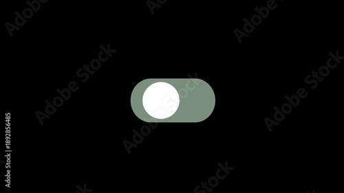 switch off on button animation.black screen Modern Neumorphism style slide button.Turn On and Off switch 4k animation.