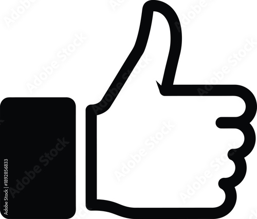 Modern flat vector icon of a hand giving a thumbs-up gesture, symbolizing approval, positive feedback, like, and agreement across digital platforms