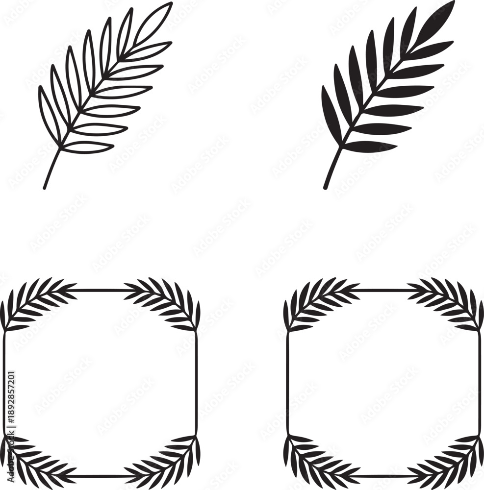 Fototapeta premium Isolated palm branch banner template icon, palm branch banner template design, palm branch banner template church silhouette, palm sunday banner layout branding illustration for event promotion