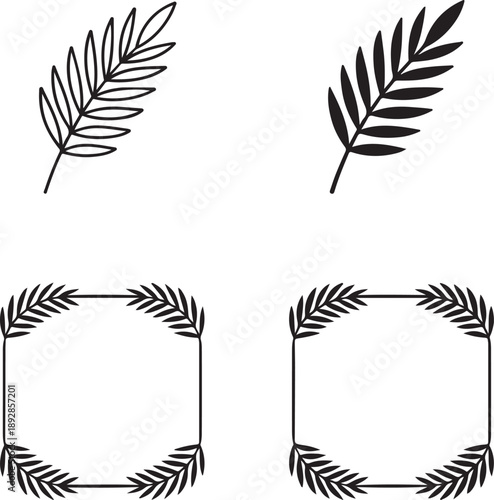 Isolated palm branch banner template icon, palm branch banner template design, palm branch banner template church silhouette, palm sunday banner layout branding illustration for event promotion