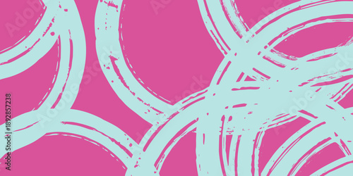 Abstract pink and teal brushstroke circles form a dynamic textured background