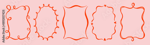 Whimsical bachelorette frames and borders with wavy squiggly lines. Oval and rectangle shape decorative borders. Whimsical wedding and bachelorette decorative frames.