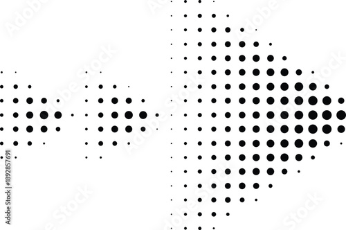 Black vector arrow icons. Cursor. Arrows sign. Modern Simple Arrows. Arrow Icon halftone made of dots on white background. Transparent background