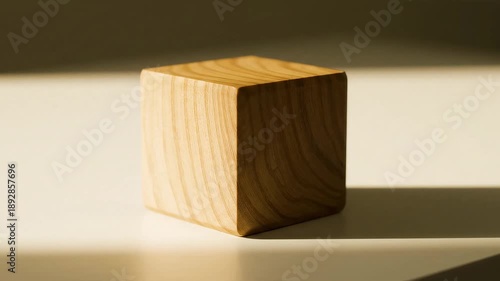 Wallpaper Mural Minimal video of a wooden cube on empty desk Torontodigital.ca