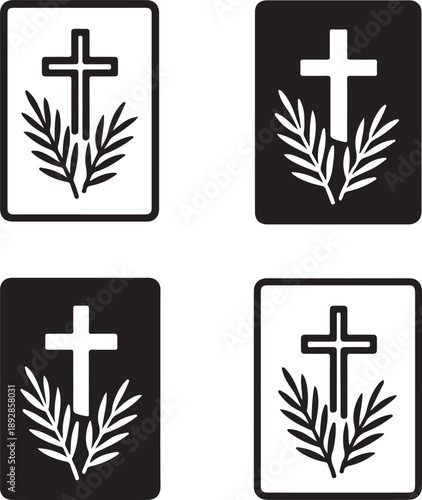 Isolated palm sunday prayer card design icon, palm sunday prayer card design, palm sunday prayer card christian stationery silhouette, church worship palm sunday greeting branding illustration