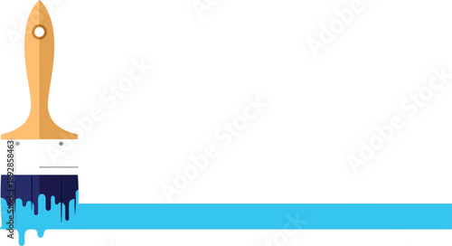 Simple flat illustration of paintbrush drawing a line