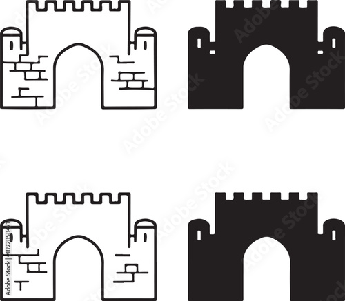 Isolated biblical jerusalem gate silhouette icon, biblical jerusalem gate silhouette design, biblical jerusalem gate silhouette illustration, ancient jerusalem city christian bible scene branding
