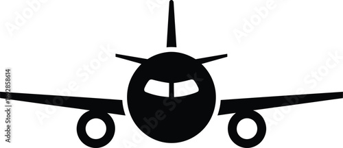 Simple black and white airplane front view