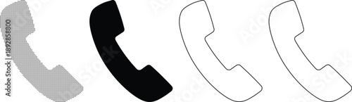 Simple curved telecphone  Handset icons isolated on transparent background for design projects