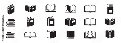 Book icon vector set book symbol library bookstore education literature publishing study reading simple
