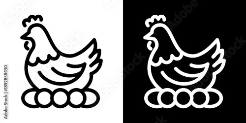 Outline chicken icon. Minimal poultry symbol with smooth lines, suitable for food design, farming graphics, branding and simple visual communication.