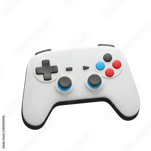 White Game Controller Isolated on White Background