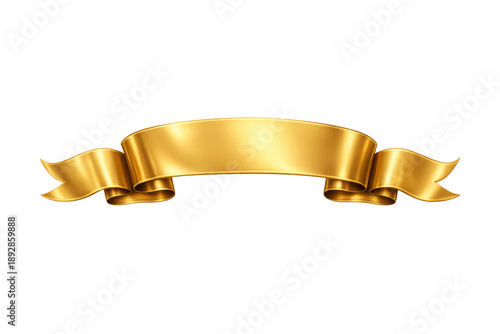 Gold ribbon banner flowing, creating a luxurious frame or award element with blank space, transparent background