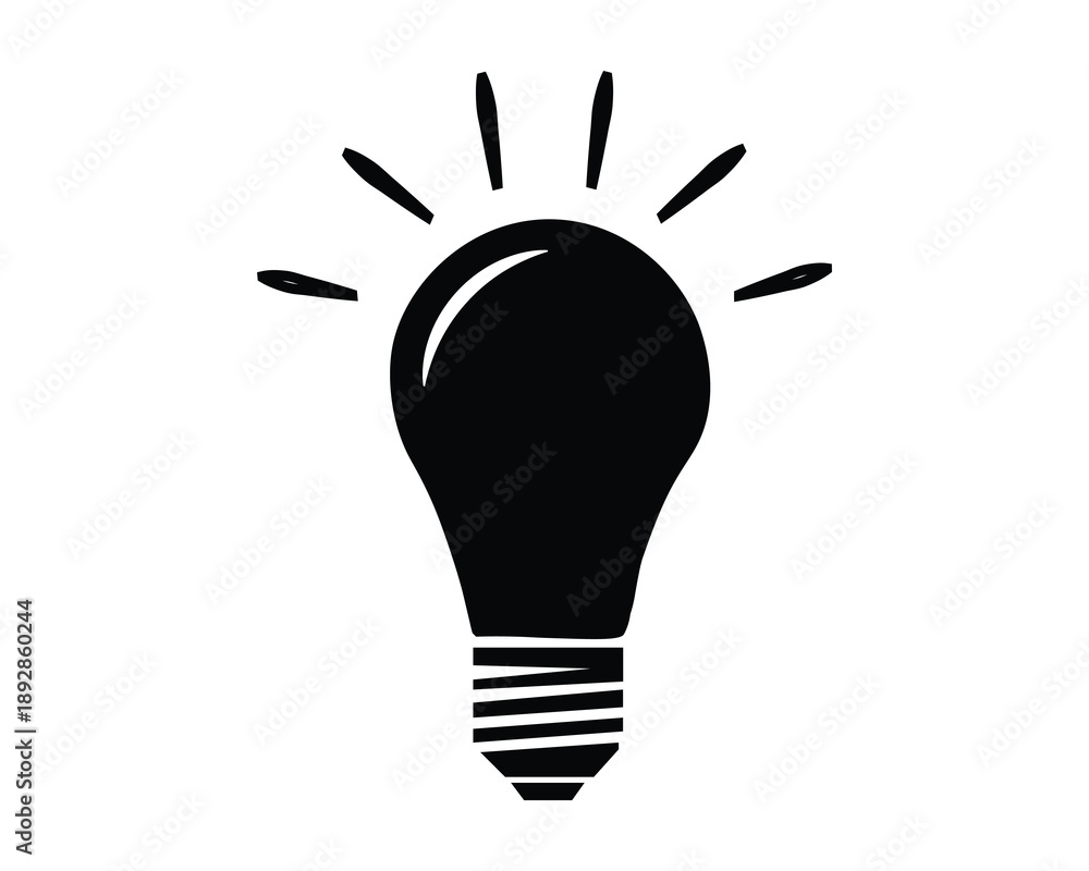 Fototapeta premium Light Bulb Idea Icon Silhouette