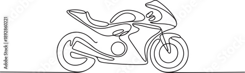 Single one line drawing sport motorcycle.one line vector illustration with white background