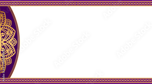 Indian flower mandala art with luxury golden circle frame transparent vintage gold circular pattern