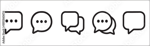 Isolated minimal flat chat icon set, horizontal line, chat, message, communication, UI, clean vector, simple shapes, professional, high resolution, black icons, design, isolated