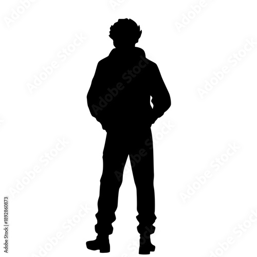 Man standing, back view, silhouette, vector, single, business person, black color, isolated on white background