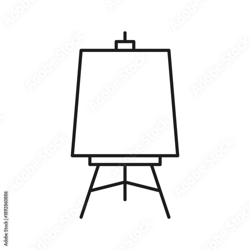 Easel With Canvas Line Icon. Art Creation, Painting, And Design Outline Symbol. Artistic Expression And Creativity Tool. Editable Stroke. Isolated Vector Illustration