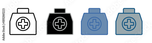 
medicine box icon set multiple style collection with medicine box design