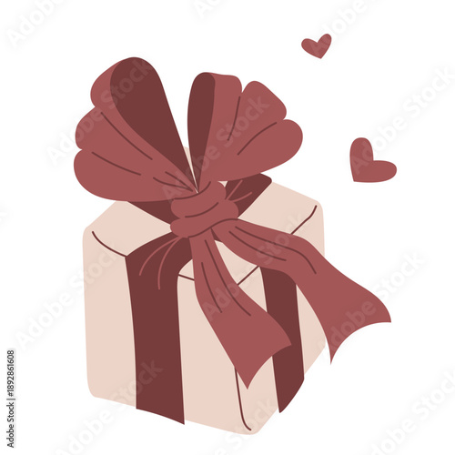 Hand Drawn Gift Box Vector Illustration with Ribbon Bow