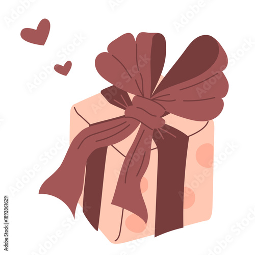 Hand Drawn Gift Box Vector Illustration with Ribbon Bow