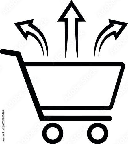 Shopping cart with upward arrows