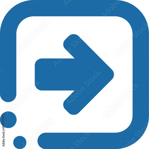 Blue arrow icon within square on white background