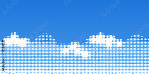 Pixelated blue sky with white clouds a retro videogame aesthetic