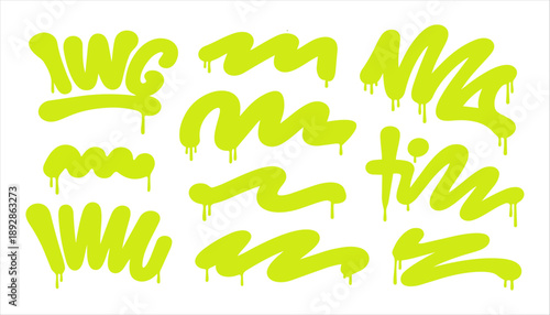 Lime Green Graffiti Dripping Lines with Abstract Spray Paint and Urban Street Art