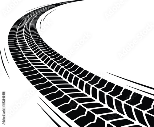 Detailed Tire Track Tread Pattern with Geometric Blocks and Diagonal Grooves