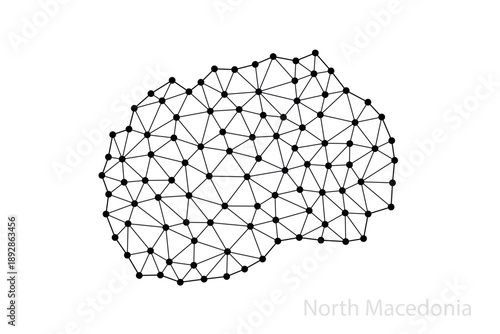 North Macedonia network map with connected black nodes