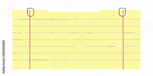 Yellow lined index card with red staples a simple stationery item