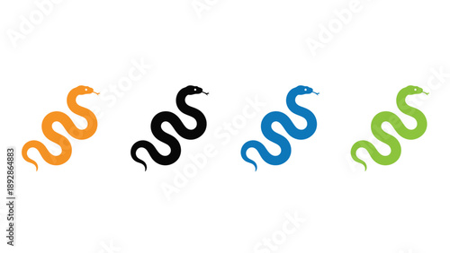 A colorful illustration of four snakes in different vibrant colors.