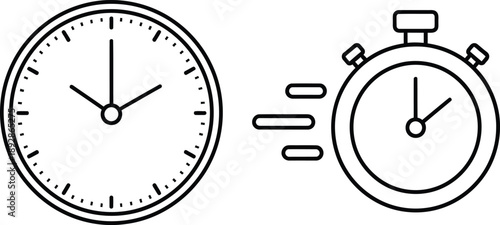 Icons representing clock and stopwatch to symbolize time management and punctuality