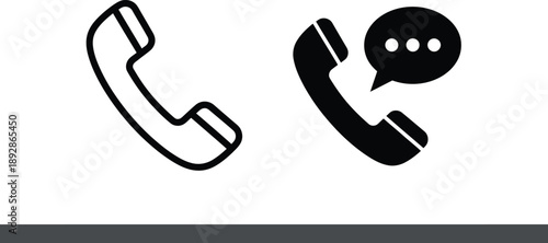 Phone icons, communication and messaging symbols for contact and support services